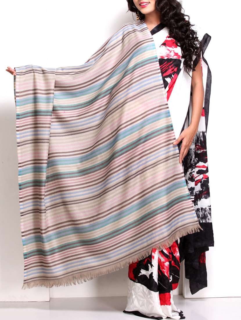 multi colored striped woollen shawl