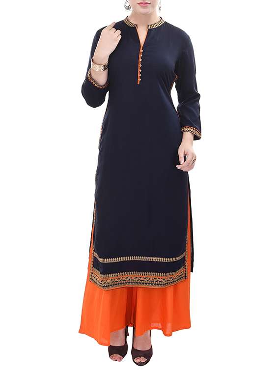 Buy online Blue Cotton Kurti from Kurta Kurtis for Women by Babesa for