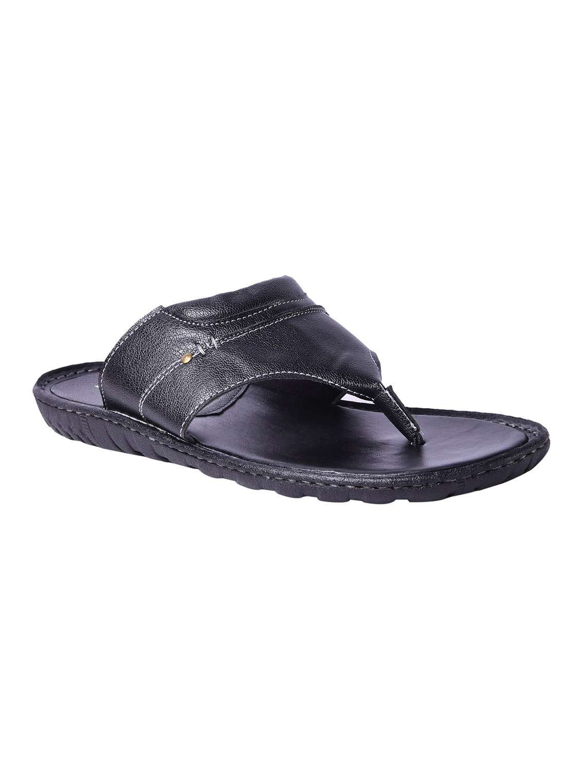 black synthetic slippers