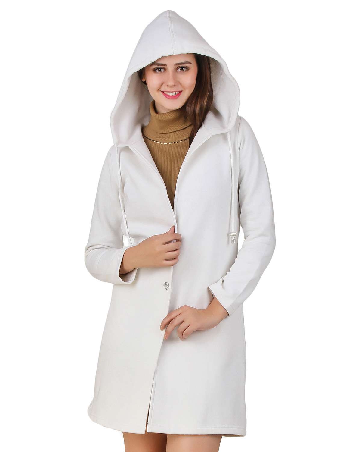 solidwhite fleece over coat - 12251268 -  Zoom Image - 0
