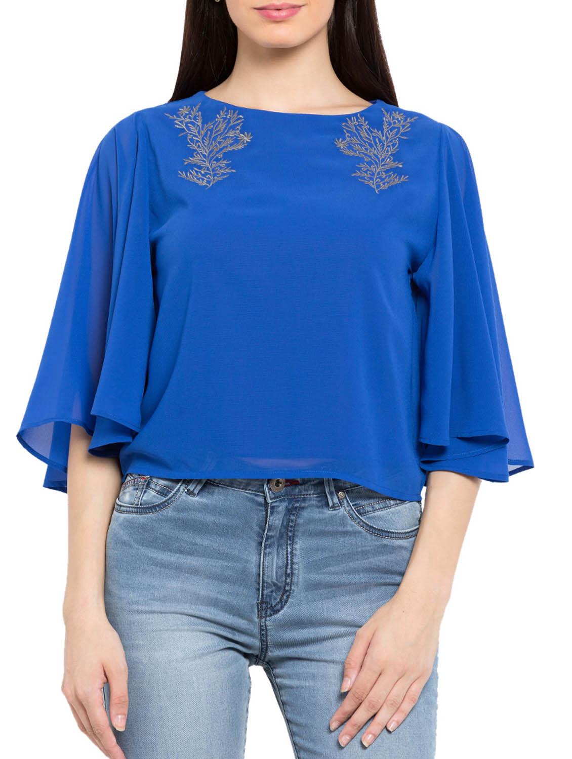 red georgette regular top - 12252625 - Zoom Image - 0