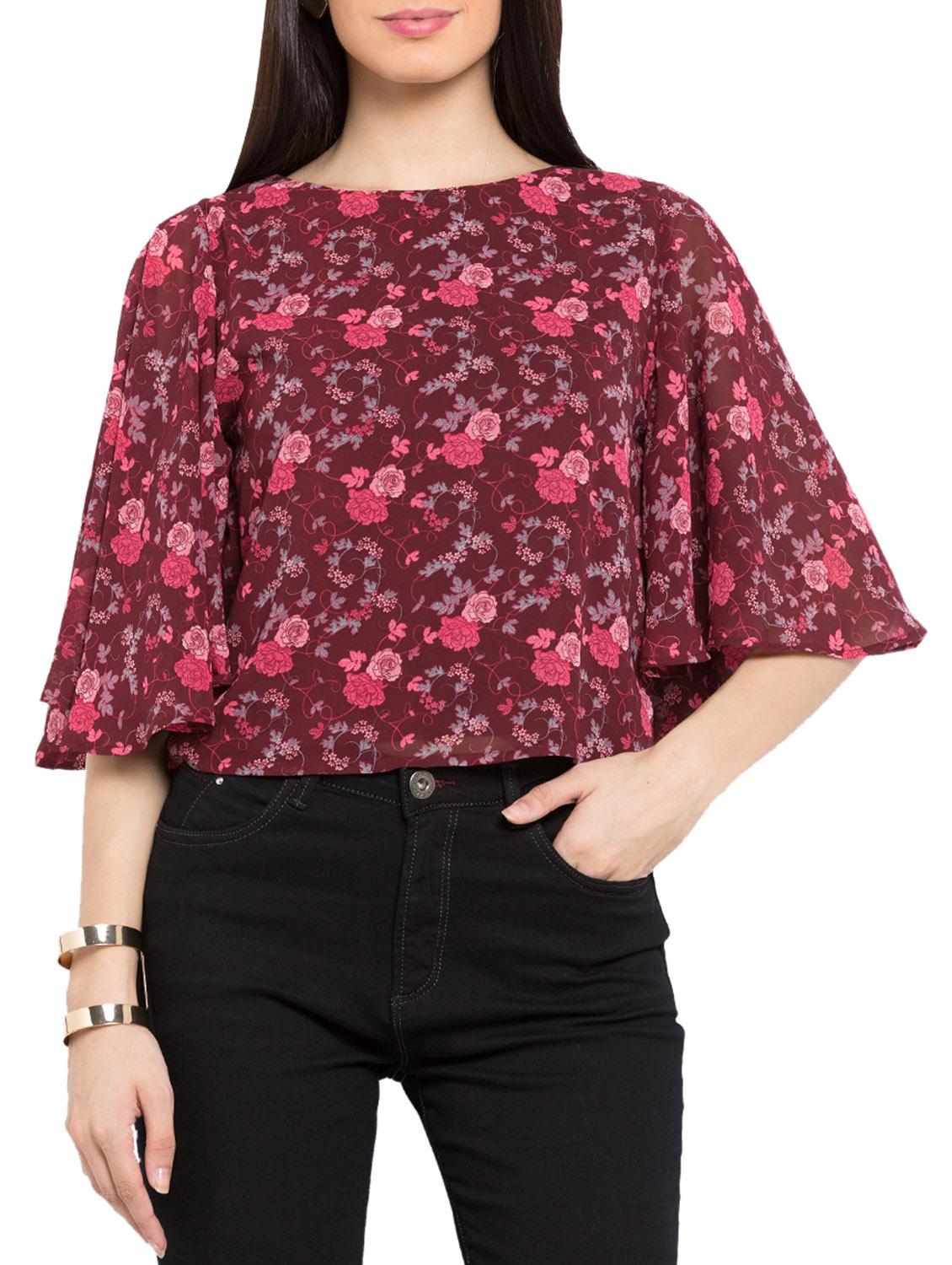 navy blue georgette regular top - 12252626 - Zoom Image - 0