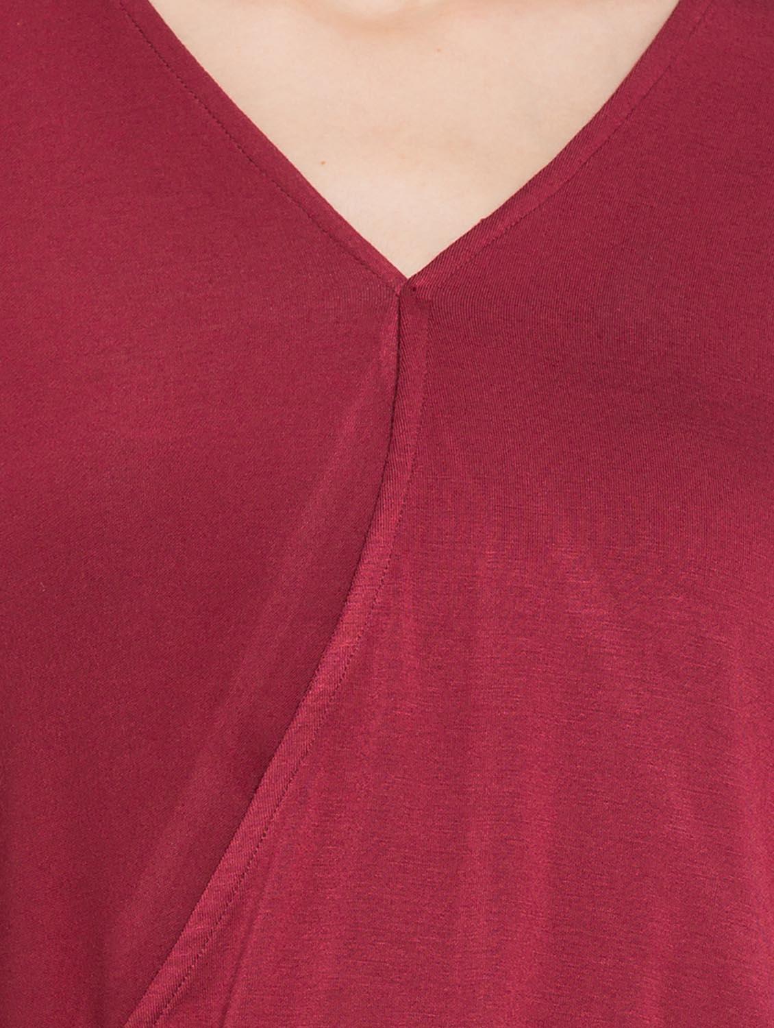 maroon cotton regular top - 12252633 - Standard Image - 3