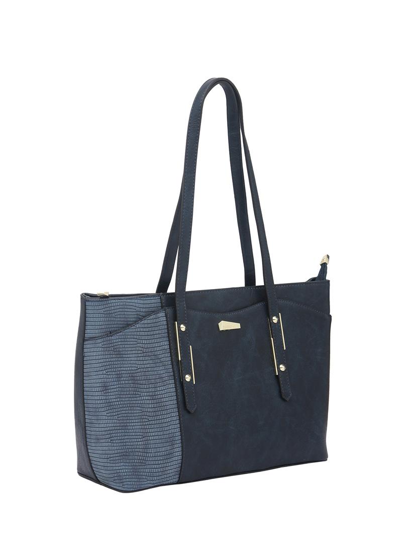 blue synthetic leather handbag - 12262482 - Standard Image - 3