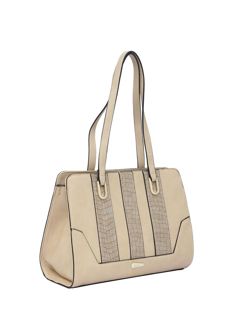 beige synthetic leather handbag - 12262488 - Standard Image - 3