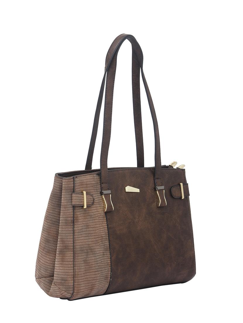brown synthetic leather handbag - 12262491 - Standard Image - 3