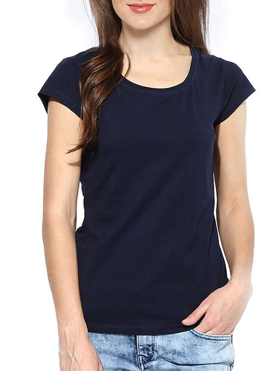 navy blue cotton regular tee
