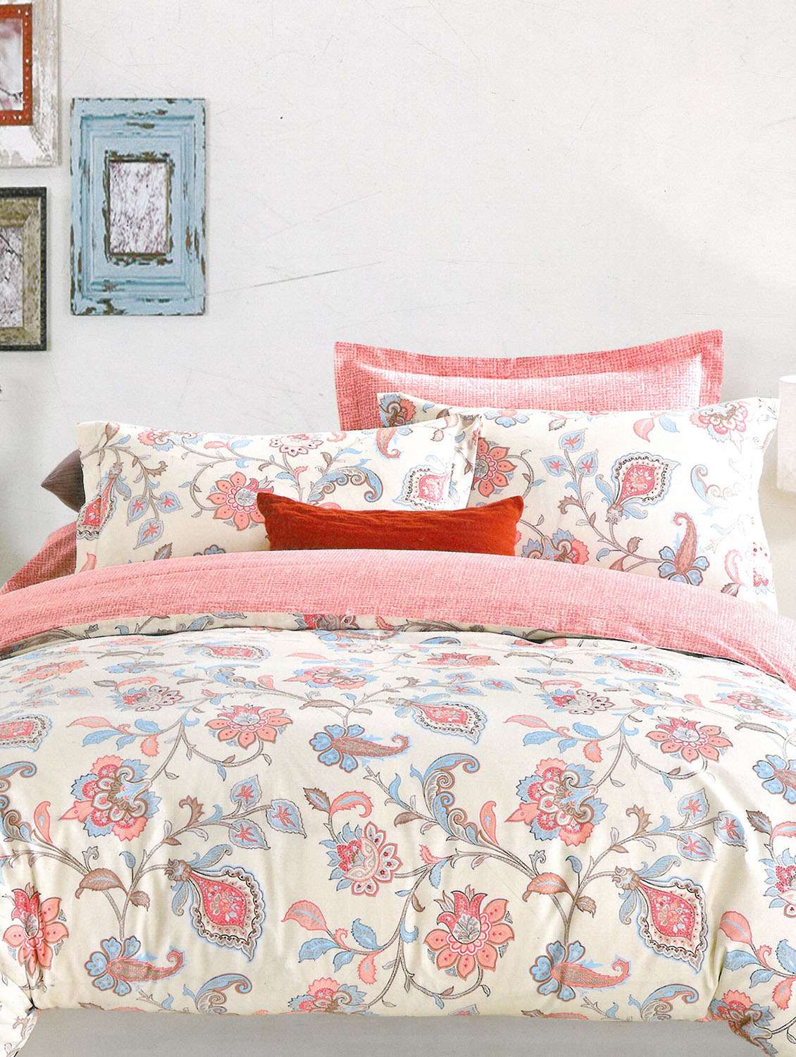 multicolor floral print cotton bed sheet set