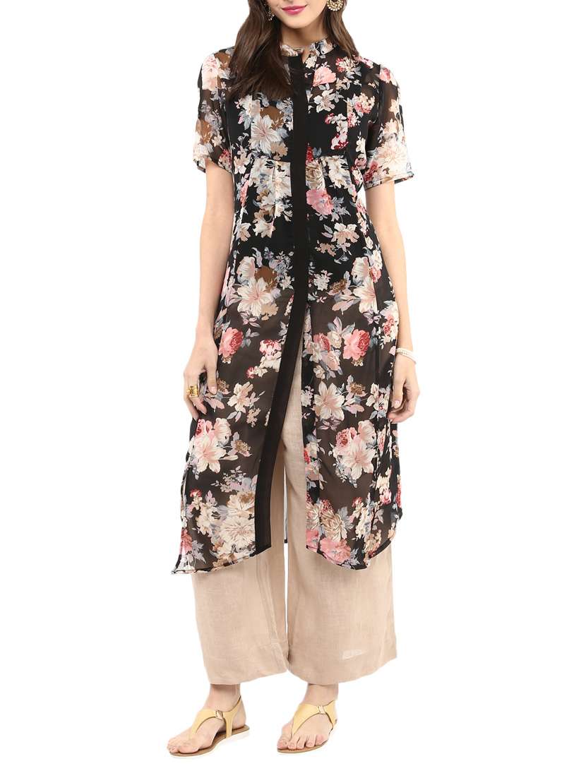 black georgette straight kurti
