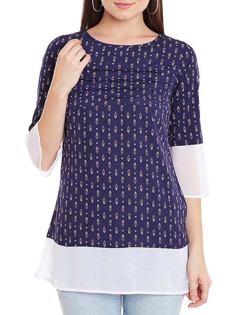 navy blue crepe top - 12274817 - Zoom Image - 0