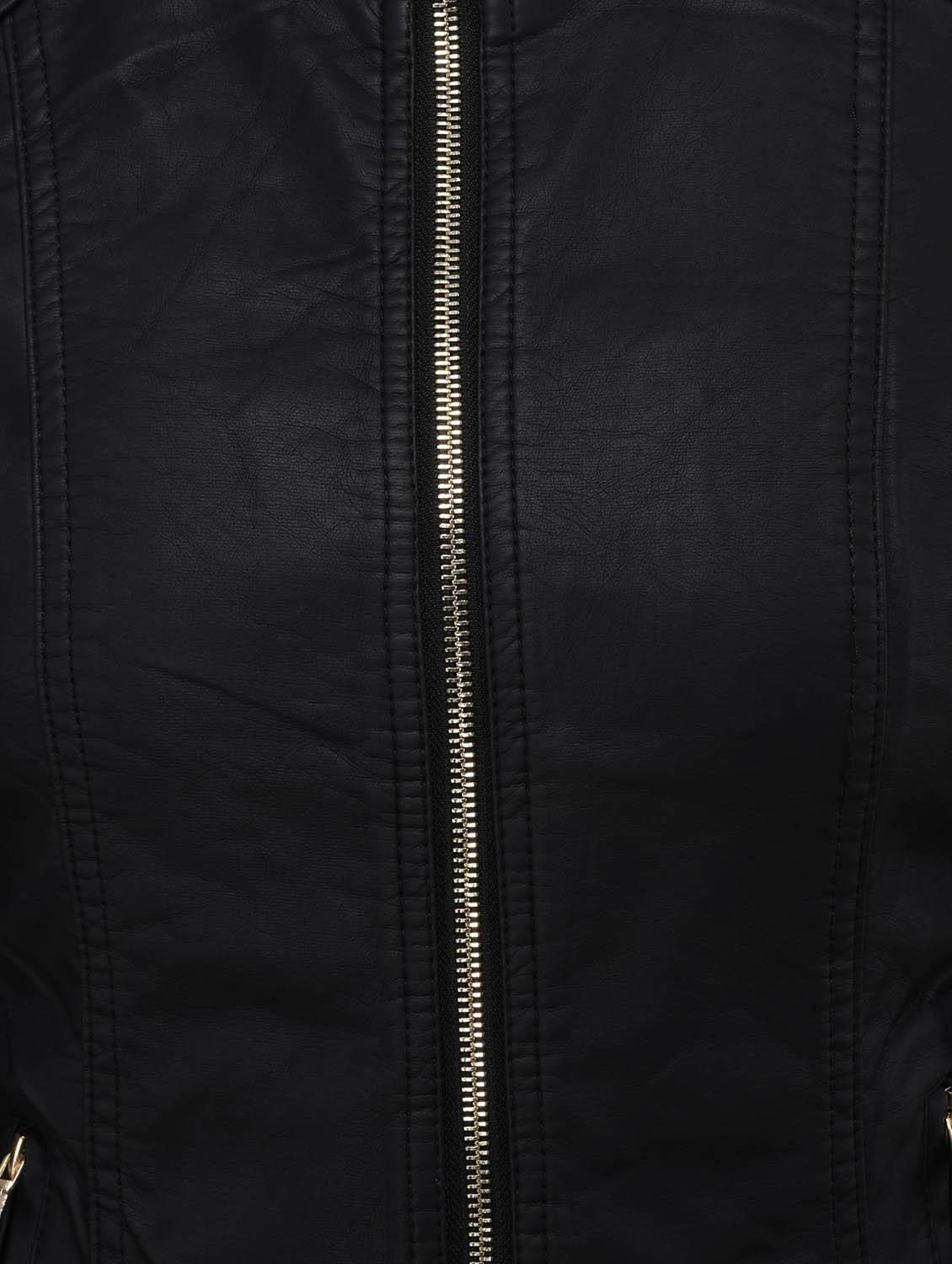 solid black leatherette jacket - 12275192 - Standard Image - 3