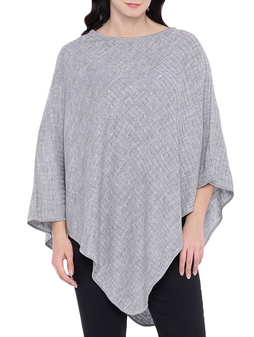 grey woolen asymmetrical poncho