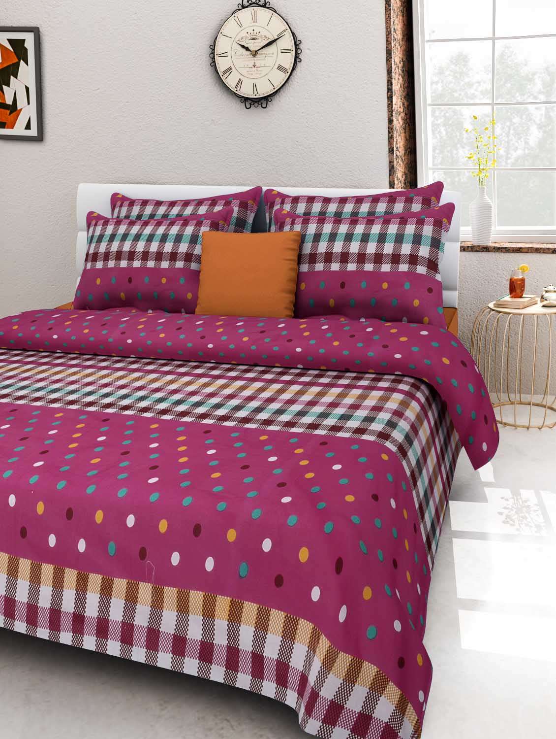 Buy online Pink Cotton Printed Double Bed Sheet Set from Bed for Unisex