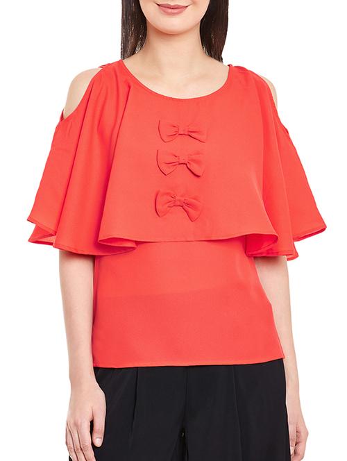 orange crepe regular top - 12297189 -  Standard Image - 0