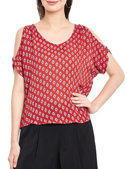 red rayon regular top - 12297190 - Standard Image - 0