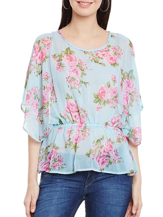 floral elasticated waist top - 12297193 -  Zoom Image - 0