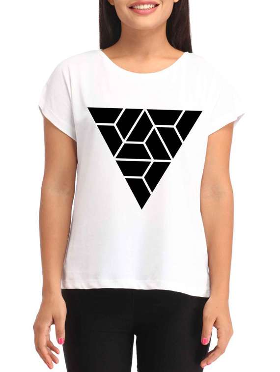 white printed cotton regular tee