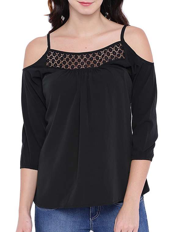 black cold shoulder top