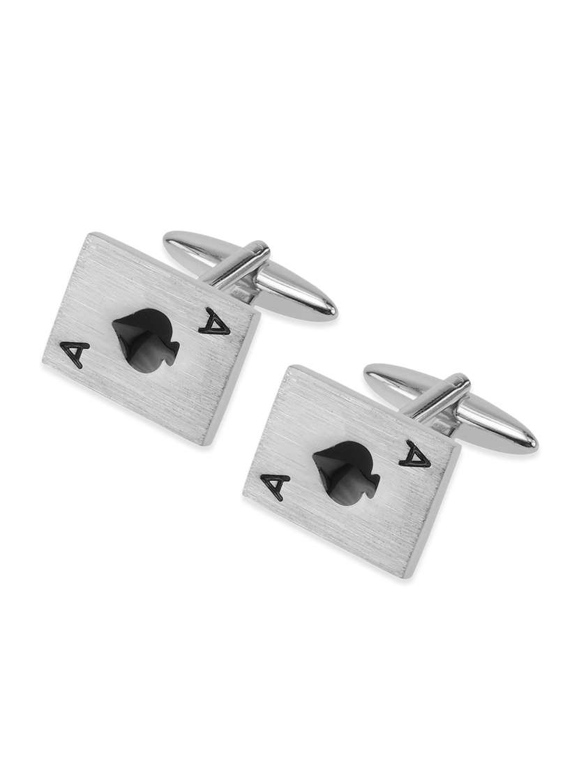 silver metal alloy cuff links