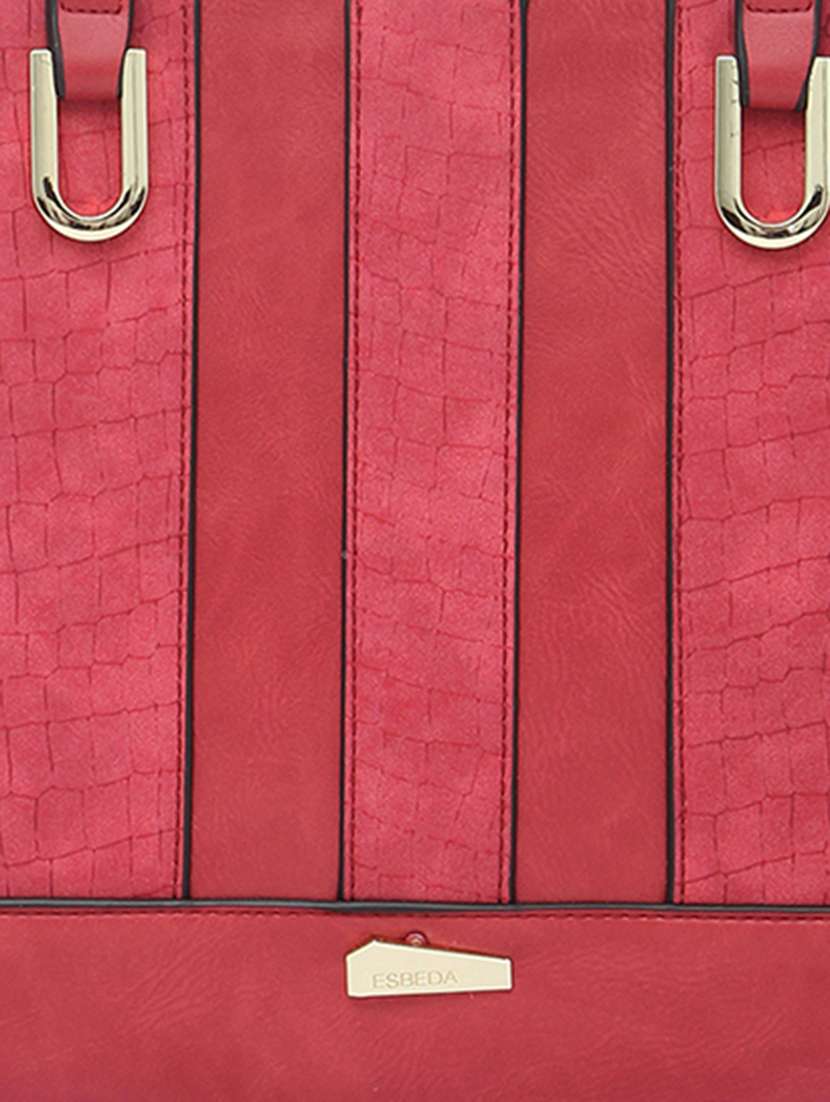 red synthetic leather handbag - 12306286 - Standard Image - 3