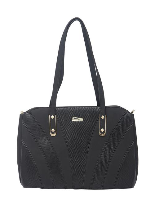 black textured synthetic leather handbag - 12306291 - Standard Image - 0