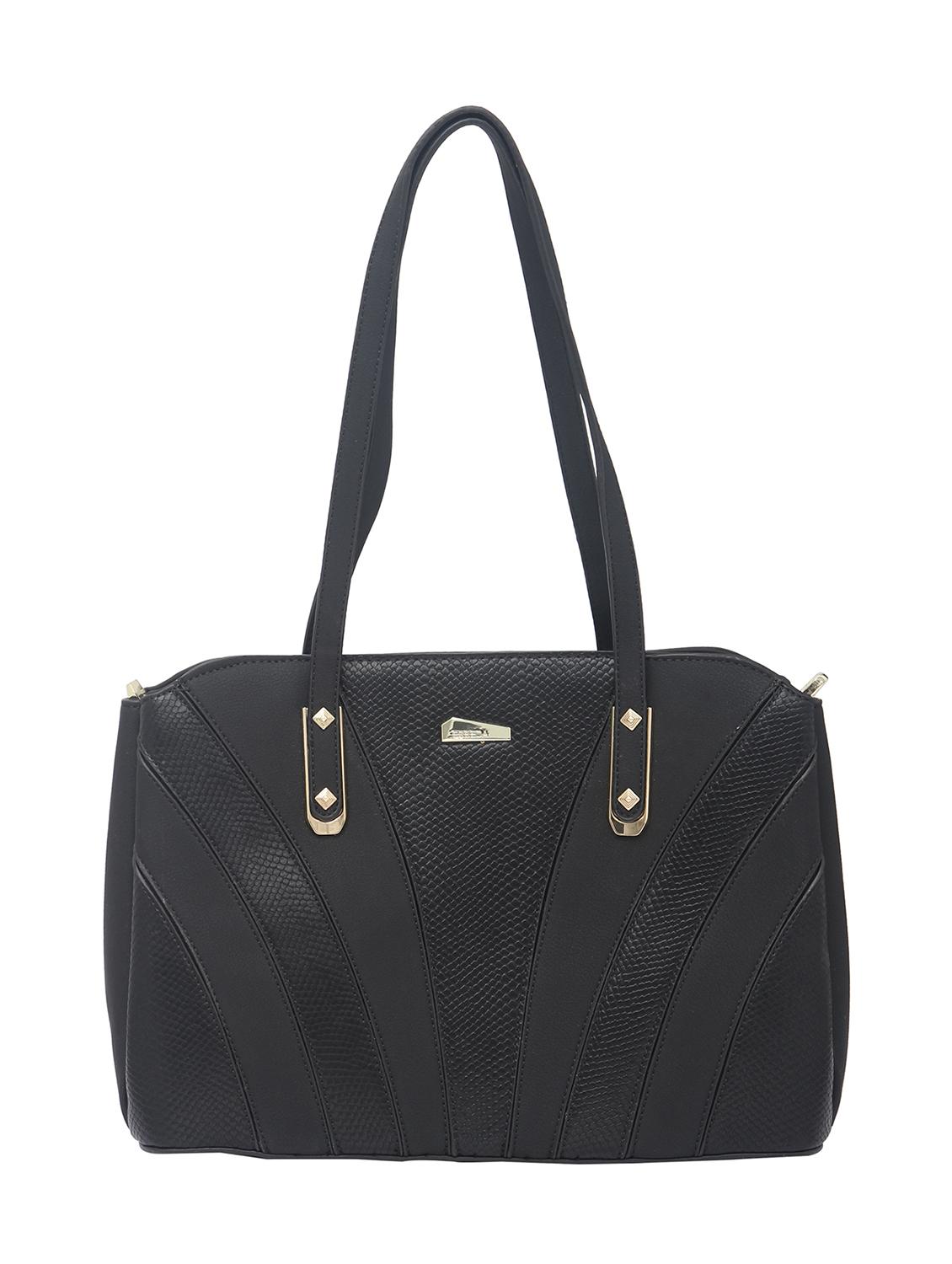 black textured synthetic leather handbag - 12306291 - Zoom Image - 0