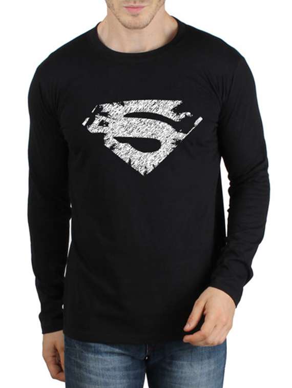 black cotton printed t-shirt