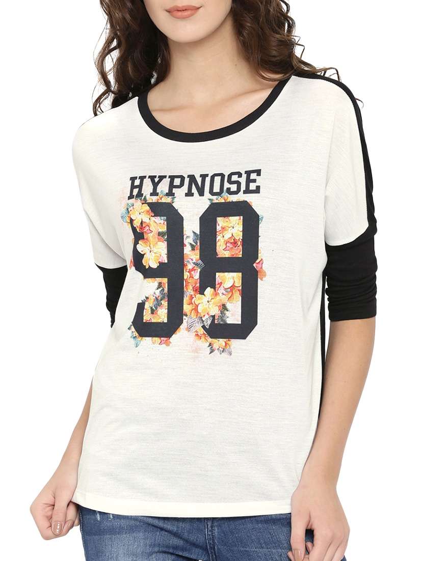 white printed polyester regular tee