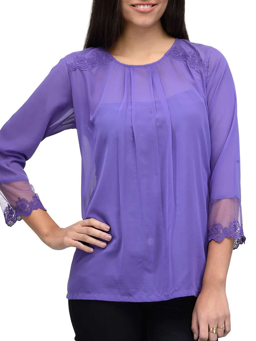 purple georgette regular top
