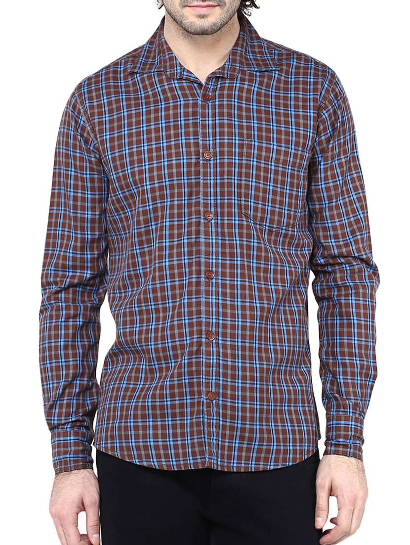 brown cotton casual shirt