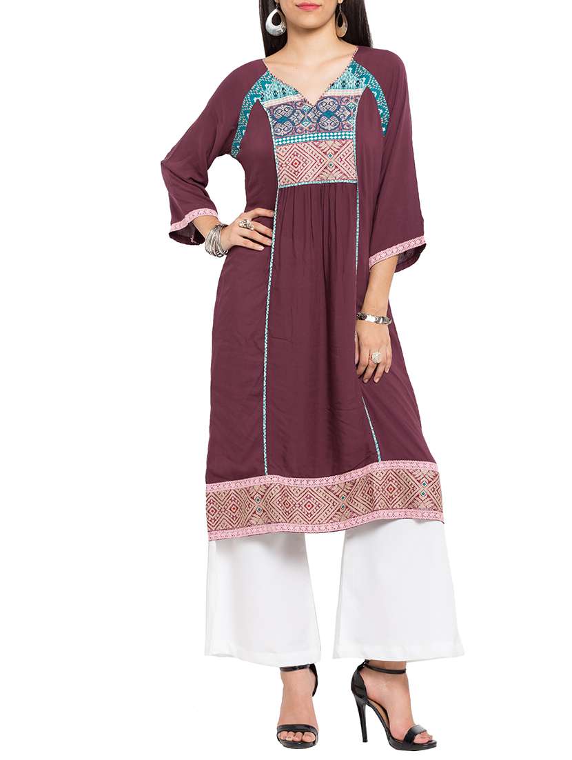 purple georgette straight kurta