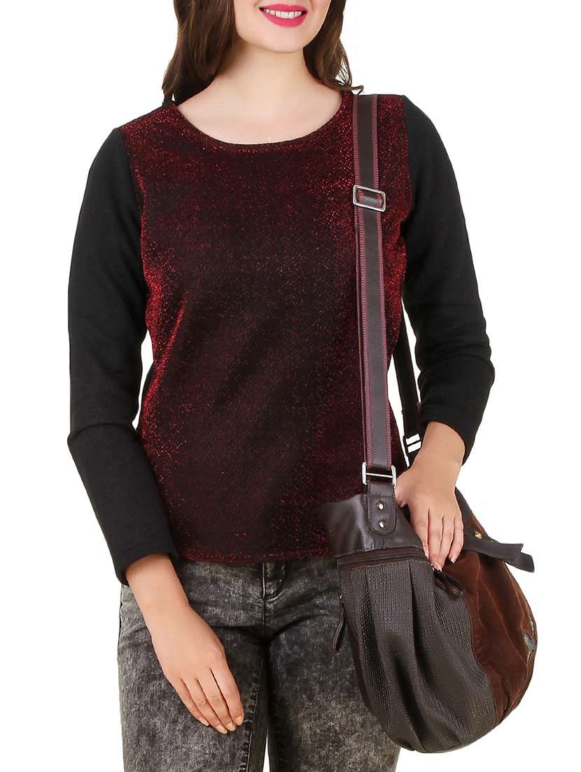 red fleece metallic pullover - 12332187 -  Zoom Image - 0