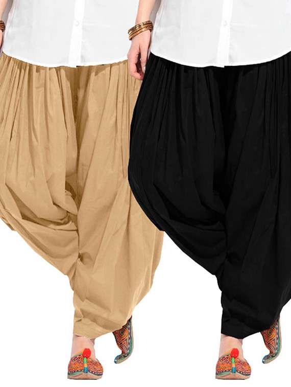 set of 2 multi colored cotton patiyala salwar