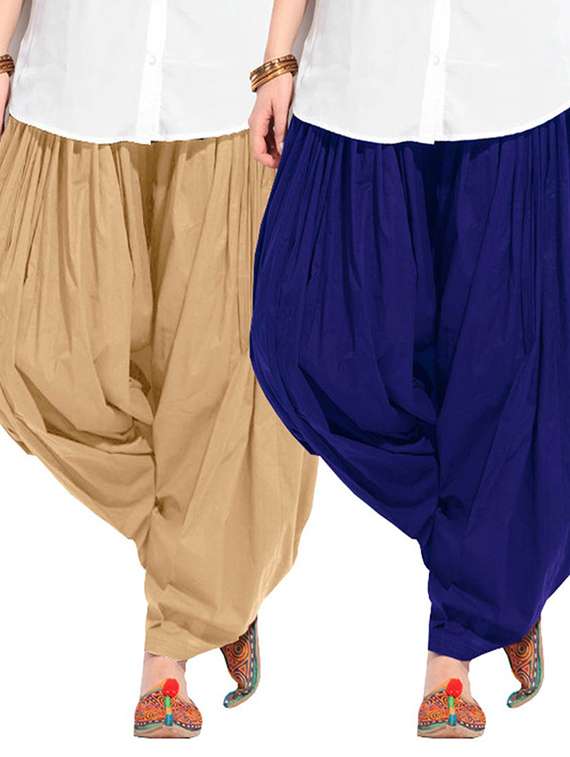 set of 2 multi colored cotton patiyala salwar