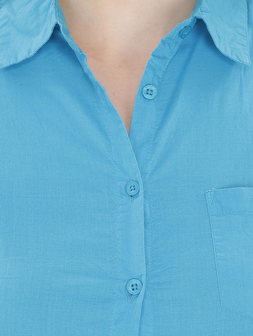 curved hem solid shirt - 12334300 - Standard Image - 3