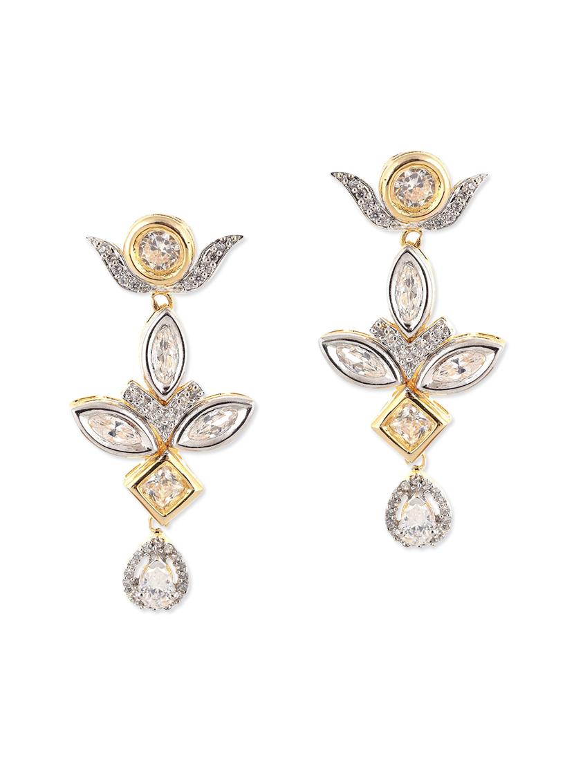 white brass drop earrings - 12338819 - Zoom Image - 0