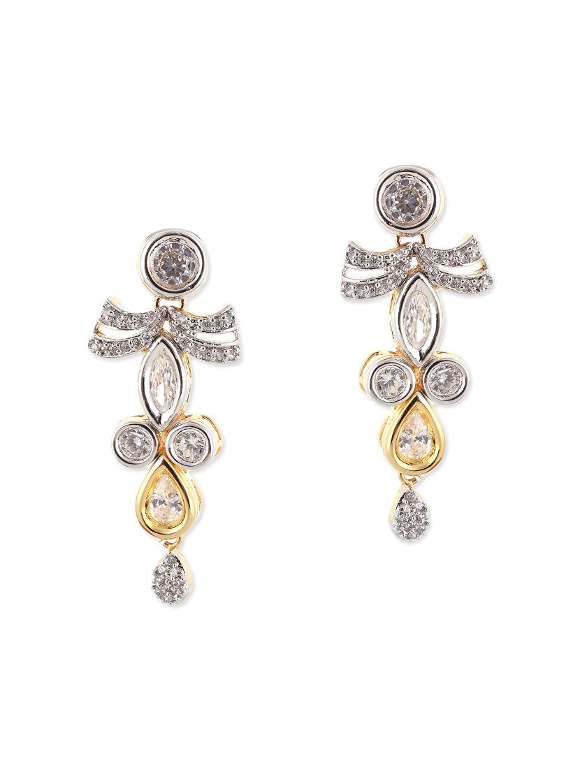 white brass drop earrings - 12338822 - Zoom Image - 0