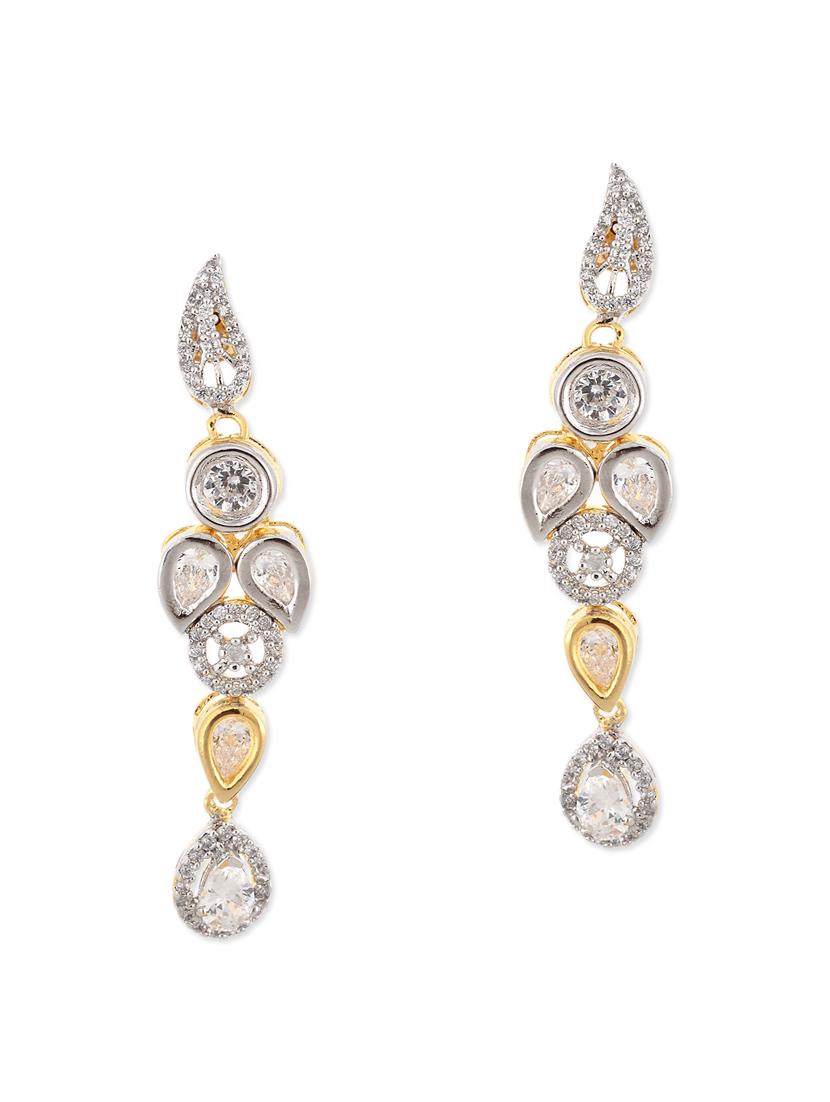 white brass drop earrings - 12338825 -  Zoom Image - 0