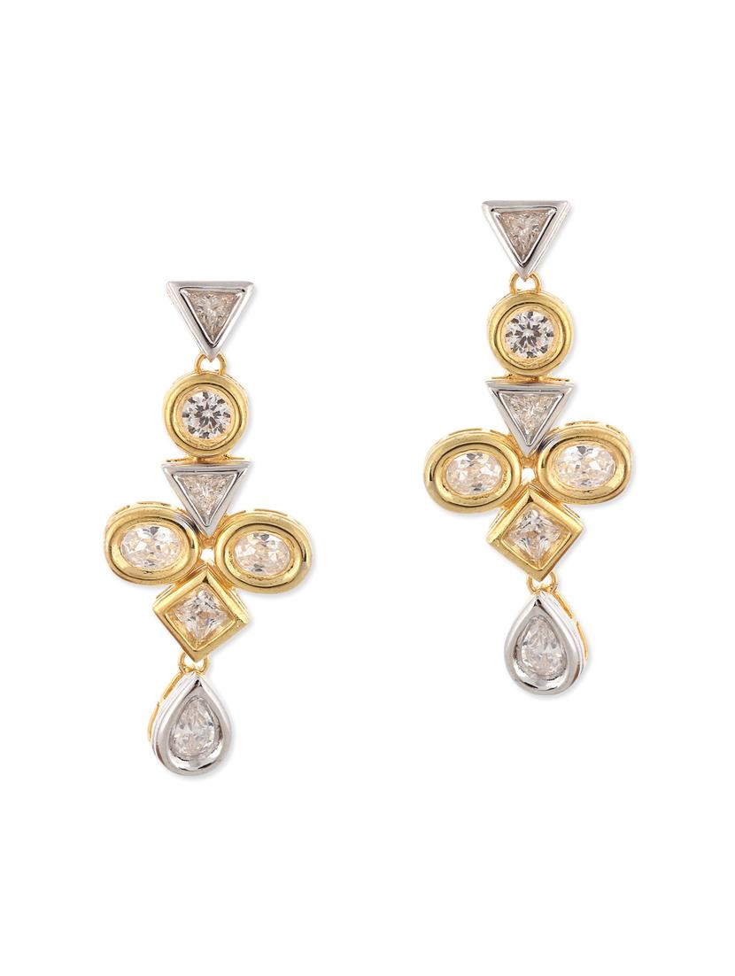 white brass drop earrings - 12338828 - Zoom Image - 0