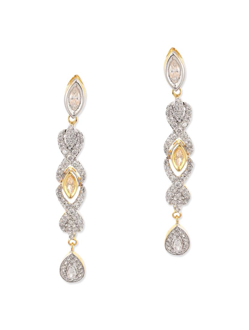 white brass drop earrings - 12338831 - Zoom Image - 0
