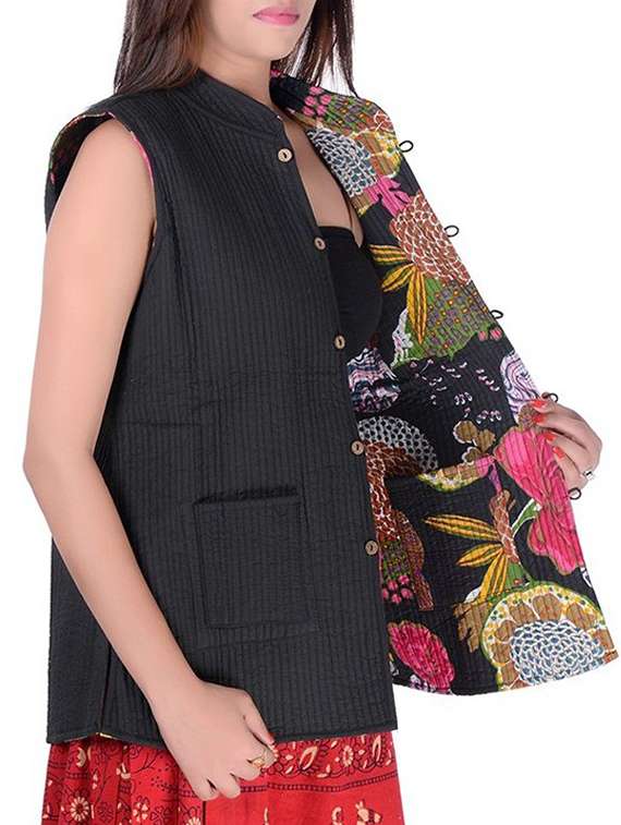 multi colored cotton reversible jacket - 12345118 -  Standard Image - 5