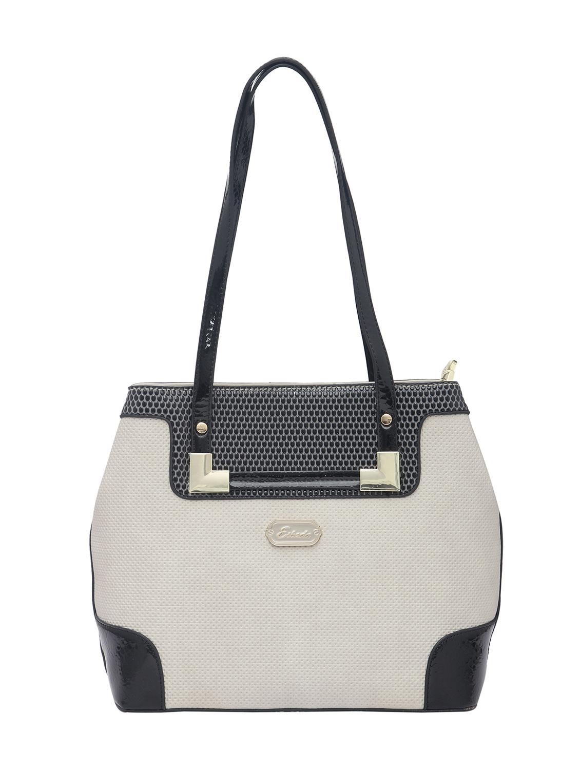 off white textured synthetic leather handbag - 12345651 -  Zoom Image - 0