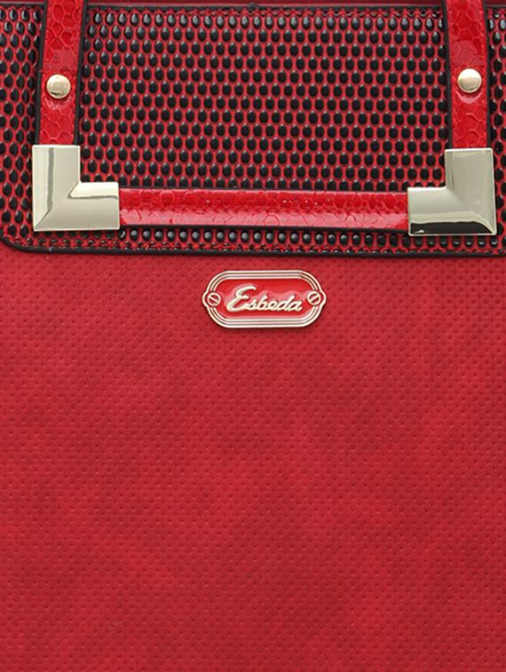 red textured synthetic leather handbag - 12345653 - Standard Image - 3