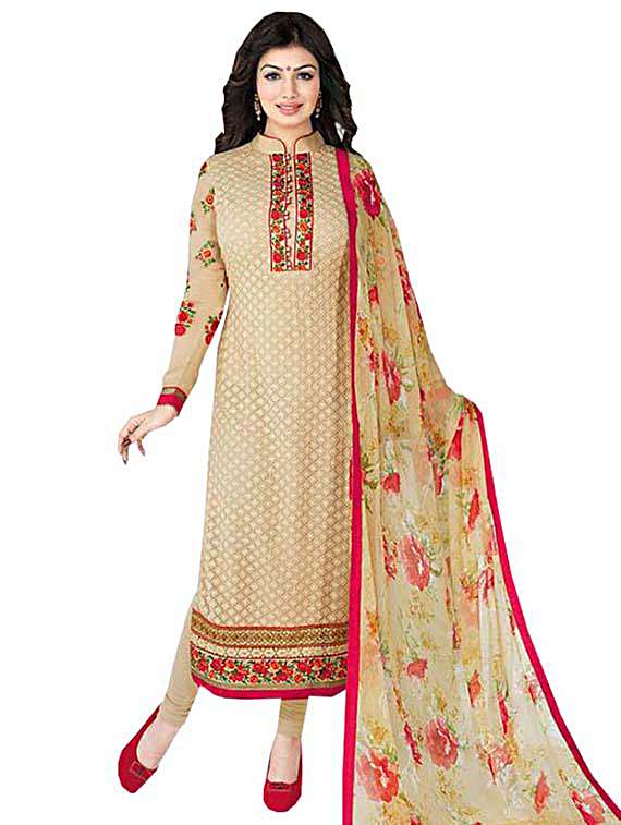 embroidered churidaar suits semi-stitched suit