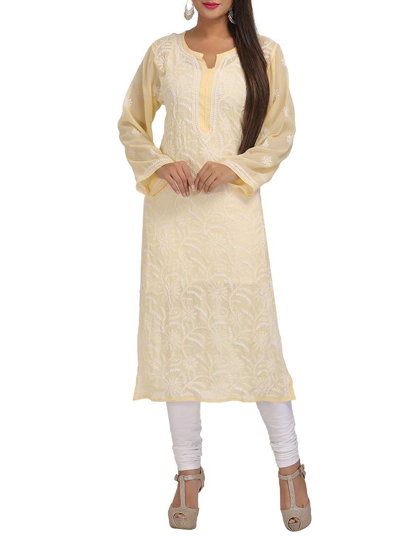 beige georgette straight kurta