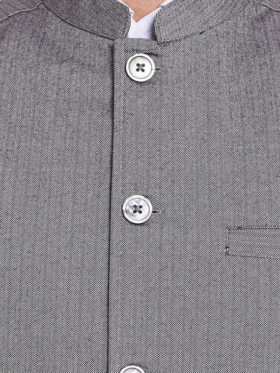 grey polyester blend nehru jacket - 12354119 - Standard Image - 3