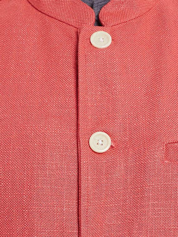 red linen nehru jacket - 12354121 - Standard Image - 3