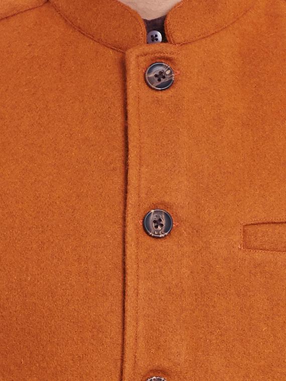 orange wool nehru jacket - 12354123 - Standard Image - 3