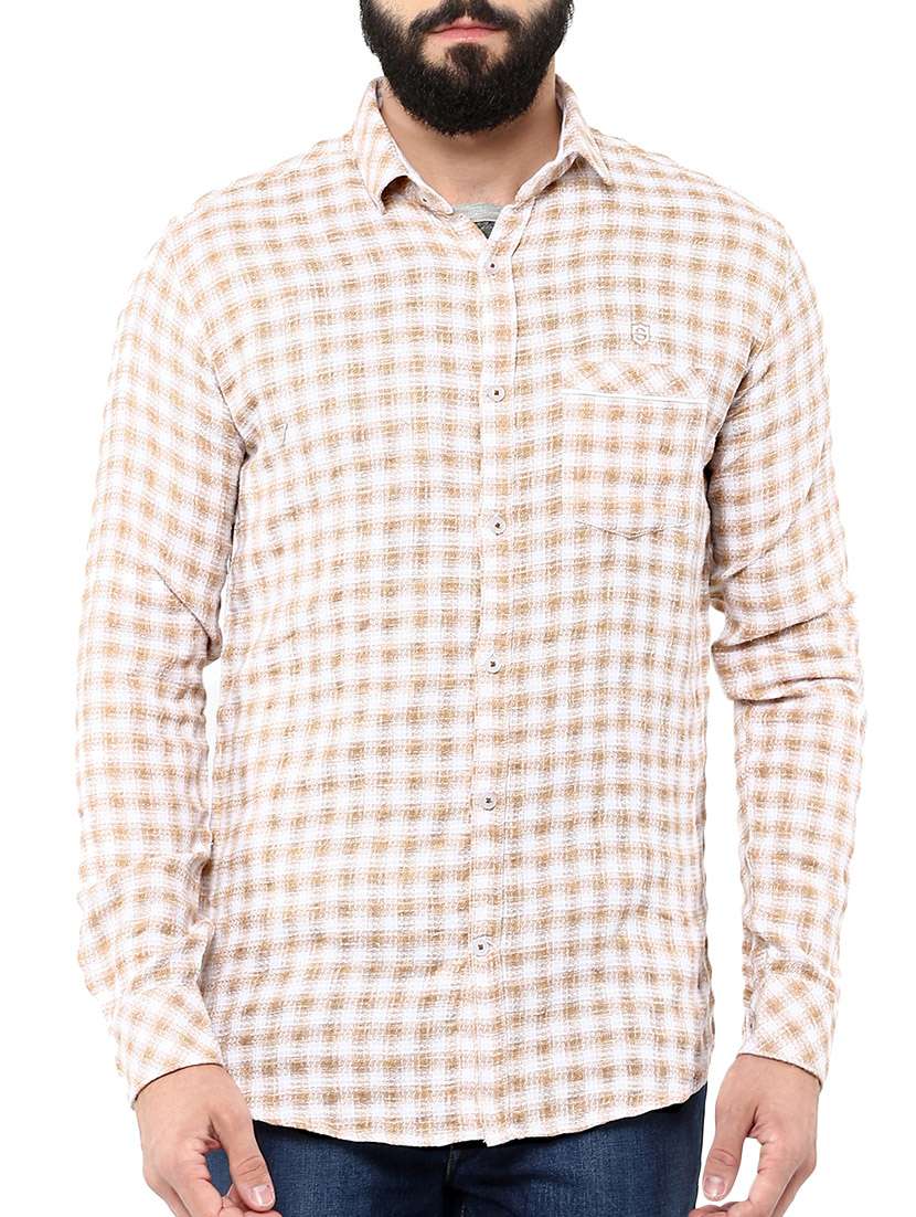 beige cotton casual shirt