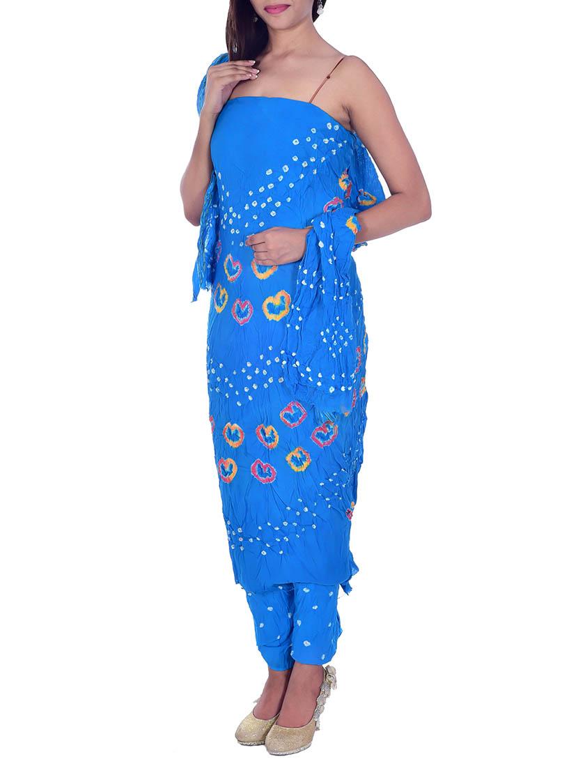 blue cotton unstitched dress material - 12362738 -  Zoom Image - 0